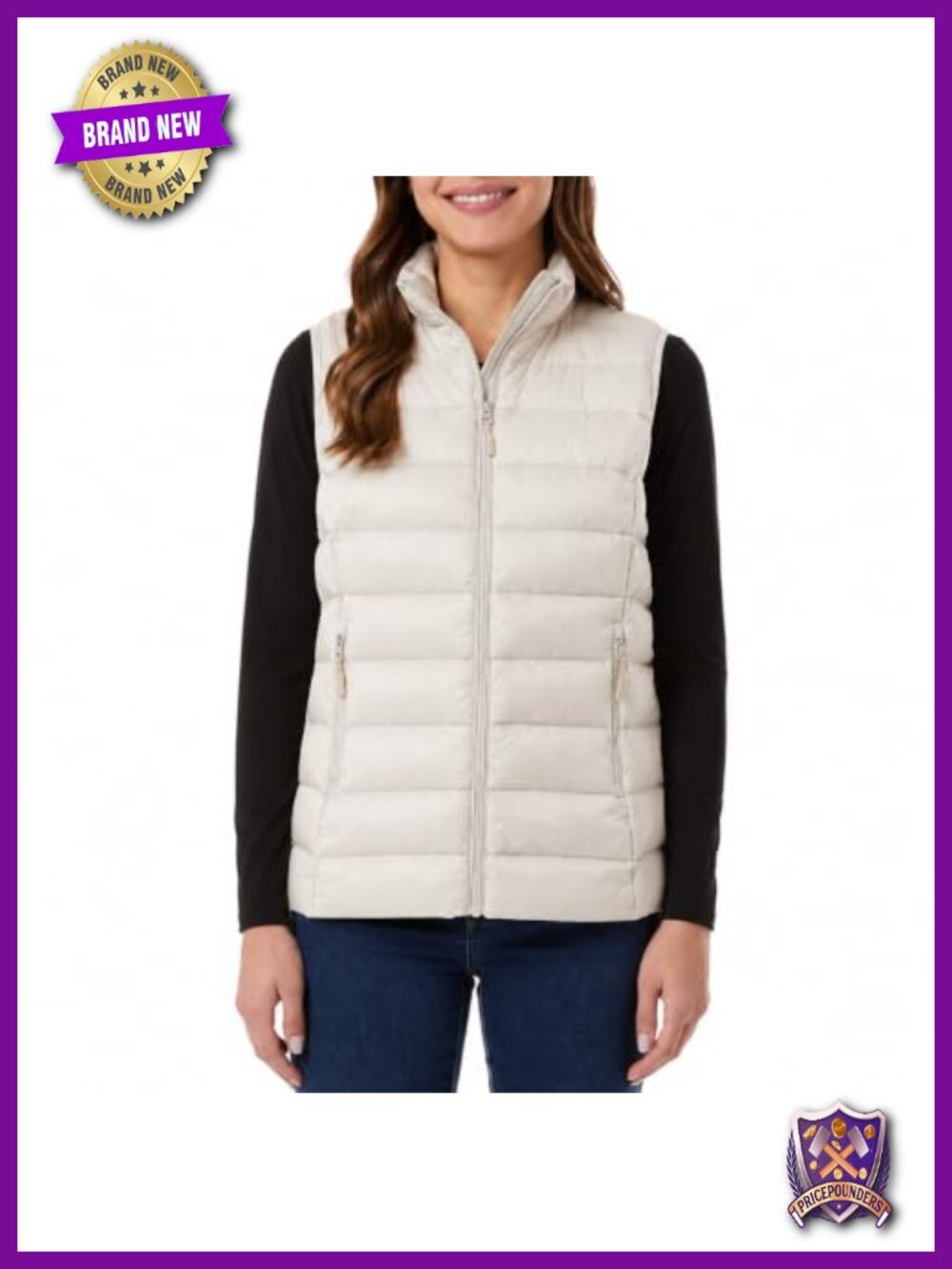 Women's Lightweight Quilted Puffer Vest with Zippered Pockets